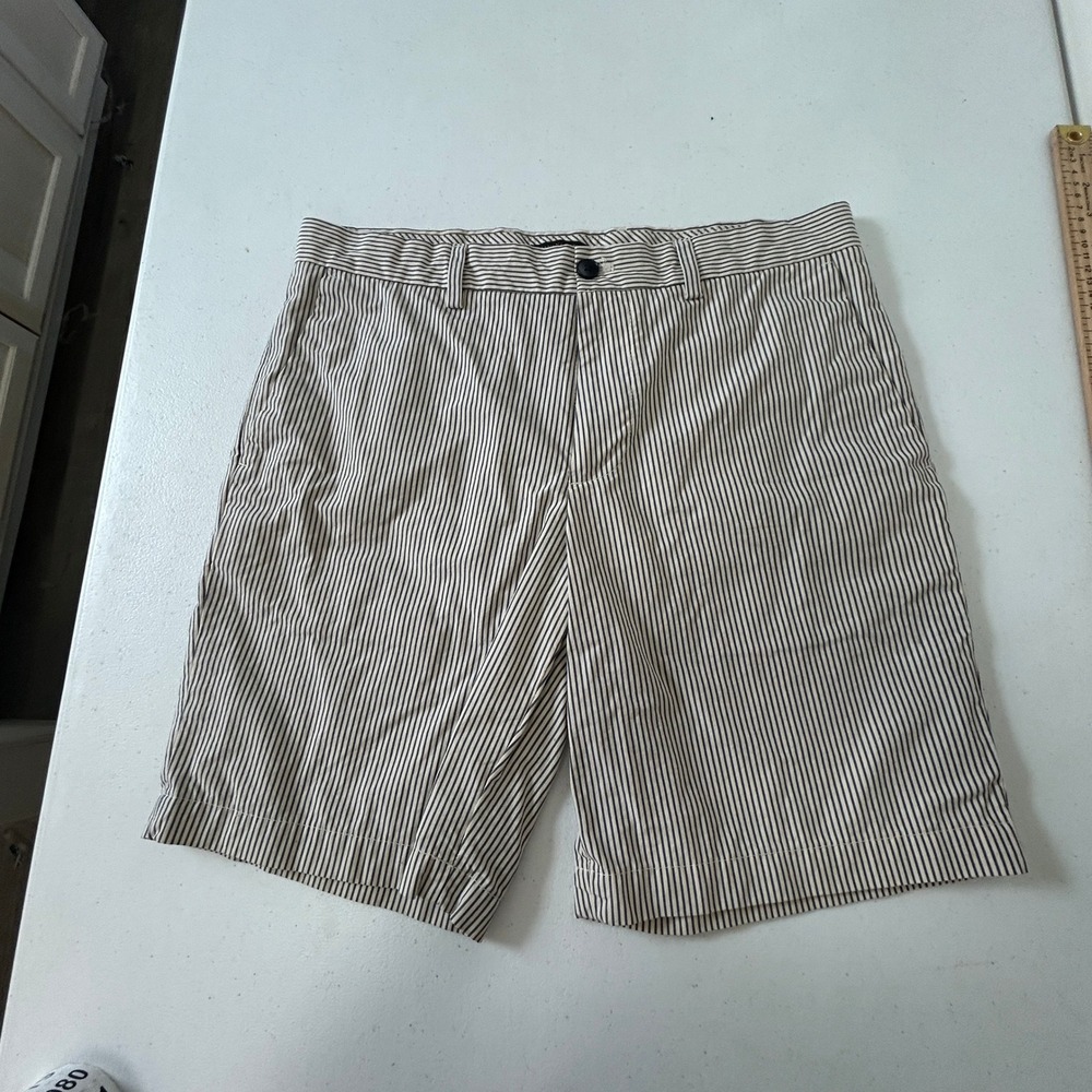 Banana Republic Aiden Shorts Mens 32 Navy White Striped Slim Fit Chino Cotton